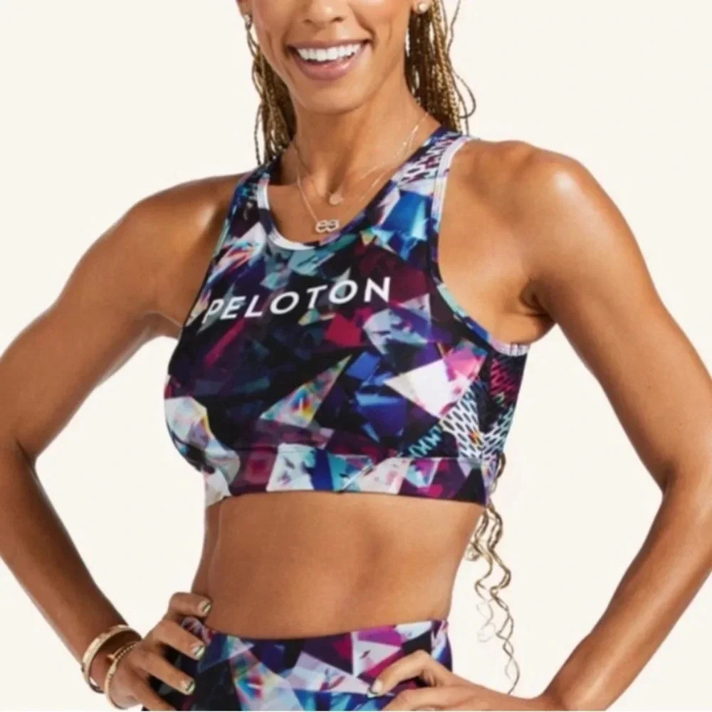 Peloton High Neck Jewels in Space Reversible Sports Bra Small S Cut out